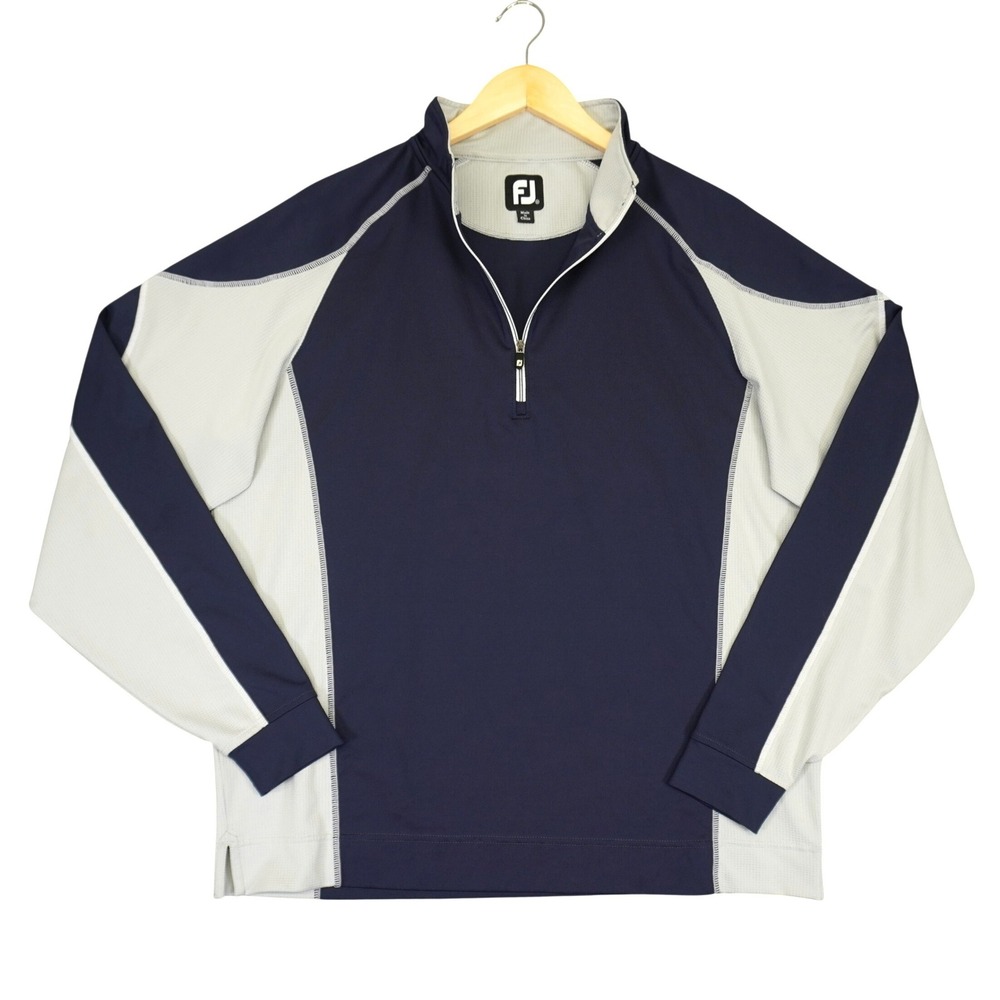 FootJoy Pullover Mens Medium Navy Blue Quarter Zip Long Sleeve Performance Top